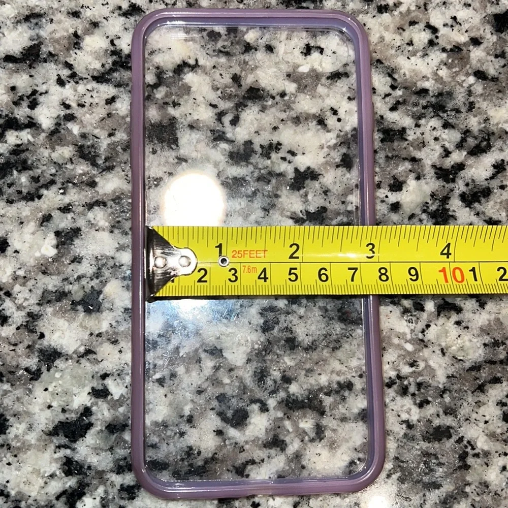 NEW Tempered Glass Screen Protectors w/USED iPhone Clear & Purple Lined Case